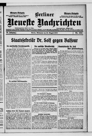Berliner Neueste Nachrichten vom 21.08.1918