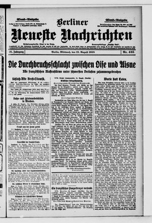 Berliner Neueste Nachrichten vom 21.08.1918