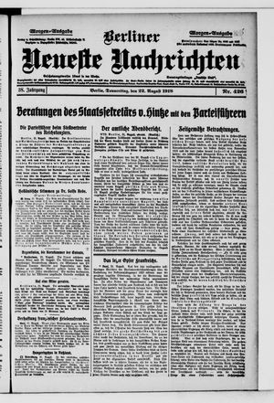 Berliner Neueste Nachrichten vom 22.08.1918