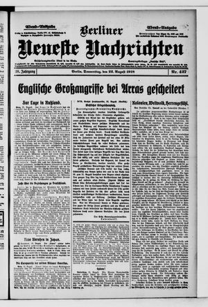 Berliner Neueste Nachrichten vom 22.08.1918