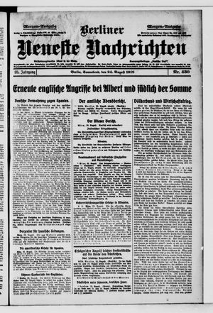 Berliner Neueste Nachrichten vom 24.08.1918