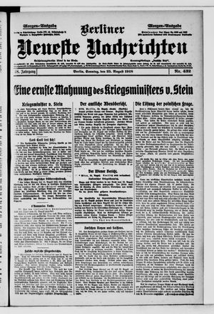 Berliner Neueste Nachrichten vom 25.08.1918