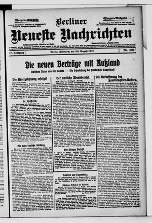 Berliner Neueste Nachrichten vom 28.08.1918