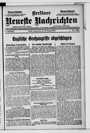 Berliner Neueste Nachrichten vom 29.08.1918