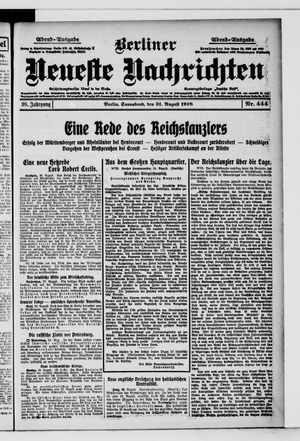 Berliner Neueste Nachrichten vom 31.08.1918