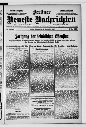 Berliner Neueste Nachrichten vom 02.09.1918