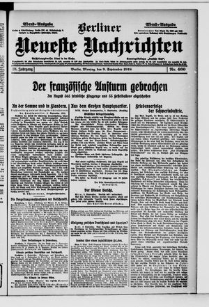 Berliner Neueste Nachrichten vom 09.09.1918