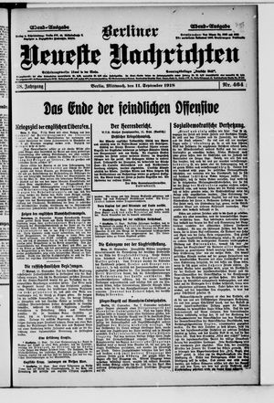 Berliner Neueste Nachrichten vom 11.09.1918