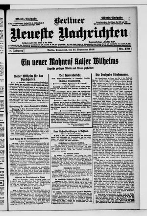 Berliner Neueste Nachrichten vom 14.09.1918