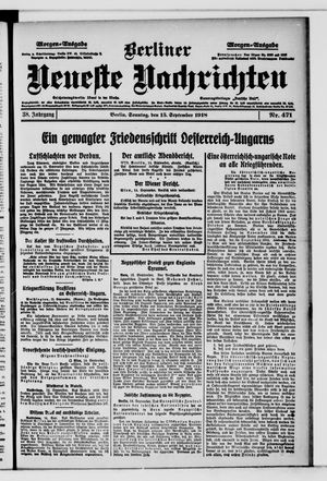 Berliner Neueste Nachrichten vom 15.09.1918