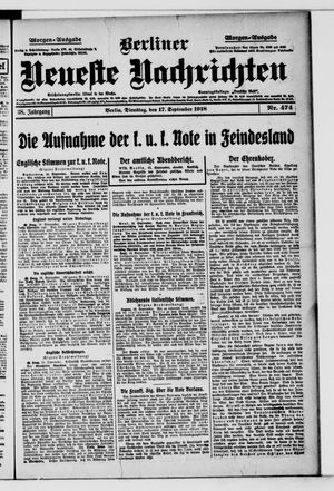 Berliner Neueste Nachrichten vom 17.09.1918