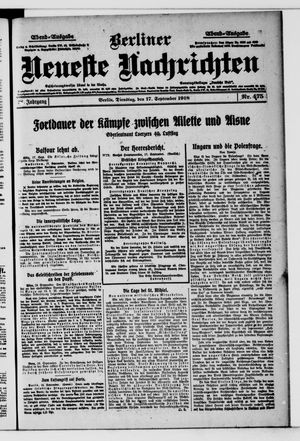 Berliner Neueste Nachrichten vom 17.09.1918