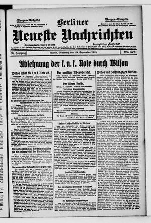 Berliner Neueste Nachrichten vom 18.09.1918