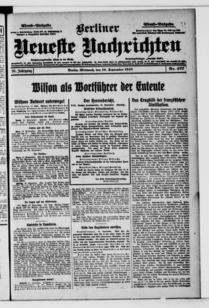 Berliner Neueste Nachrichten vom 18.09.1918