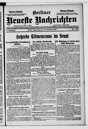 Berliner Neueste Nachrichten vom 19.09.1918