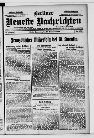 Berliner Neueste Nachrichten vom 19.09.1918