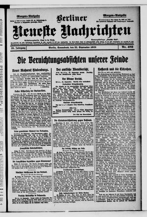 Berliner Neueste Nachrichten vom 21.09.1918