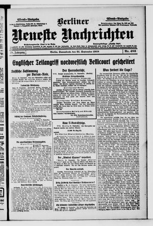 Berliner Neueste Nachrichten vom 21.09.1918