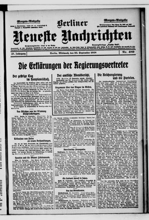 Berliner Neueste Nachrichten vom 25.09.1918