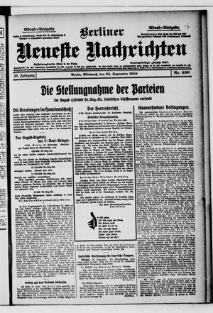 Berliner Neueste Nachrichten vom 25.09.1918