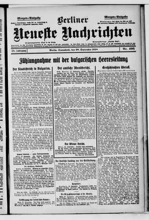 Berliner Neueste Nachrichten vom 28.09.1918