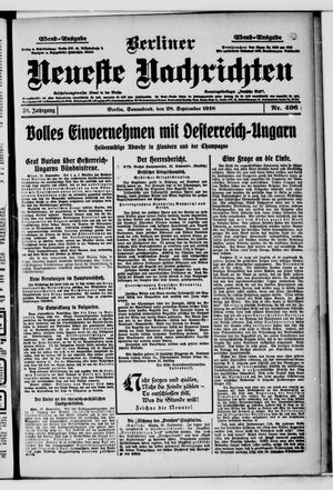 Berliner Neueste Nachrichten vom 28.09.1918