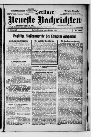 Berliner Neueste Nachrichten vom 01.10.1918