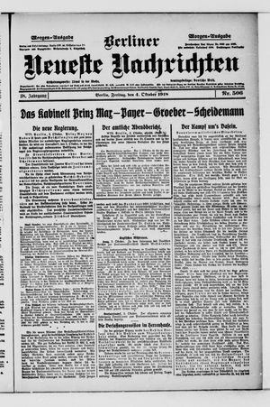 Berliner Neueste Nachrichten vom 04.10.1918