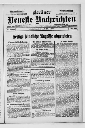 Berliner Neueste Nachrichten vom 05.10.1918