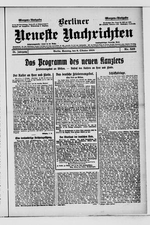 Berliner Neueste Nachrichten vom 06.10.1918