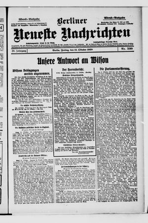 Berliner Neueste Nachrichten vom 11.10.1918
