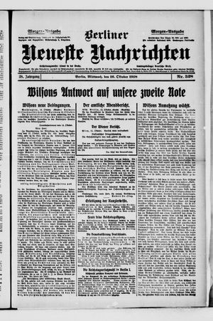 Berliner Neueste Nachrichten vom 16.10.1918