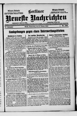 Berliner Neueste Nachrichten vom 17.10.1918