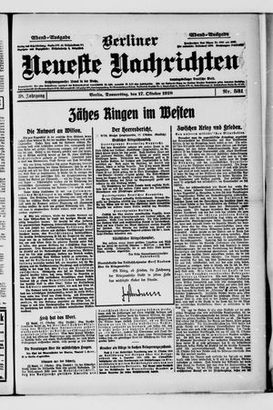 Berliner Neueste Nachrichten vom 17.10.1918