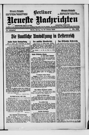 Berliner Neueste Nachrichten vom 18.10.1918
