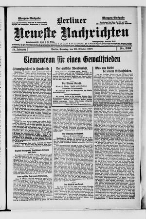 Berliner Neueste Nachrichten vom 20.10.1918