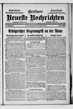 Berliner Neueste Nachrichten vom 22.10.1918