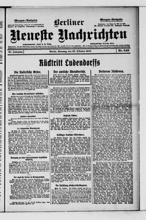 Berliner Neueste Nachrichten vom 27.10.1918