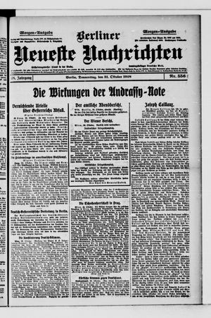 Berliner Neueste Nachrichten vom 31.10.1918