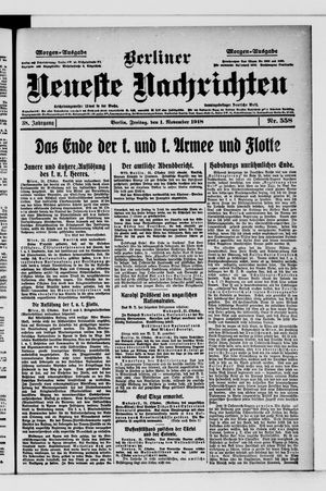 Berliner Neueste Nachrichten vom 01.11.1918