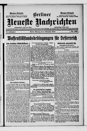 Berliner Neueste Nachrichten vom 04.11.1918