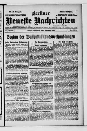 Berliner Neueste Nachrichten vom 07.11.1918
