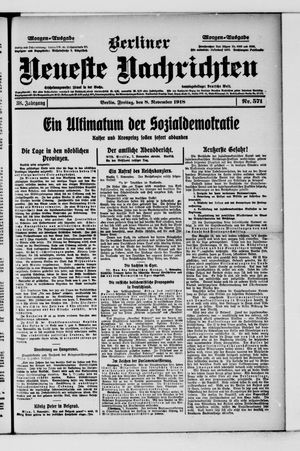 Berliner Neueste Nachrichten vom 08.11.1918