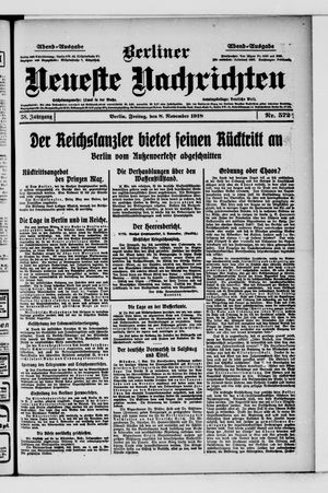 Berliner Neueste Nachrichten vom 08.11.1918
