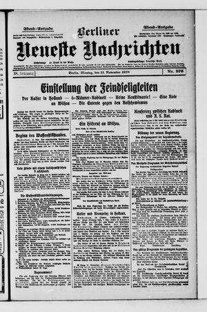 Berliner Neueste Nachrichten on Nov 11, 1918