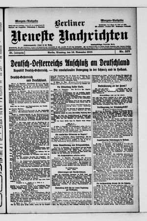 Berliner Neueste Nachrichten vom 12.11.1918