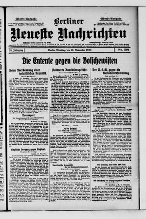 Berliner Neueste Nachrichten vom 19.11.1918