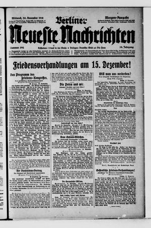Berliner Neueste Nachrichten vom 20.11.1918