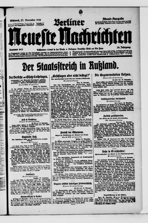 Berliner Neueste Nachrichten vom 27.11.1918