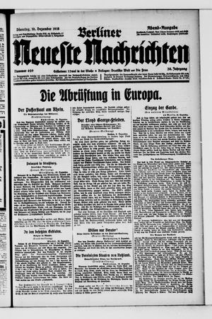 Berliner Neueste Nachrichten vom 10.12.1918